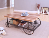 Francie Rectangular Wooden Coffee Table with Shelf in Oak and Antique Gray